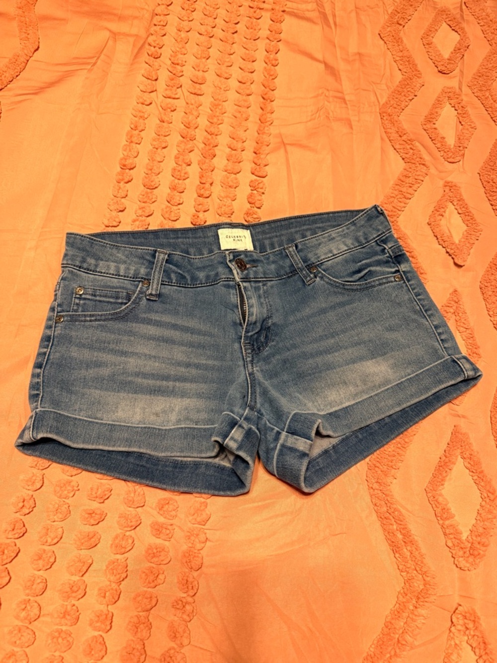 Celebrity Pink Light Blue Rolled-Hem Denim Shorts